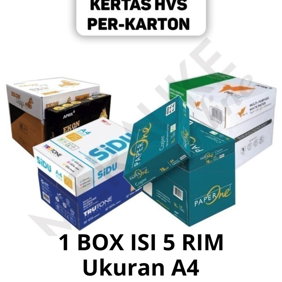

Kertas HVS A4 7 75 gsm PERKARTON 1 KARTON DUS isi 5 RIM SIDU Paperone PP Lite Bmo Aone Maxi Brite Natural Kertas Fotocopy A4 1 BOX ART K2S4