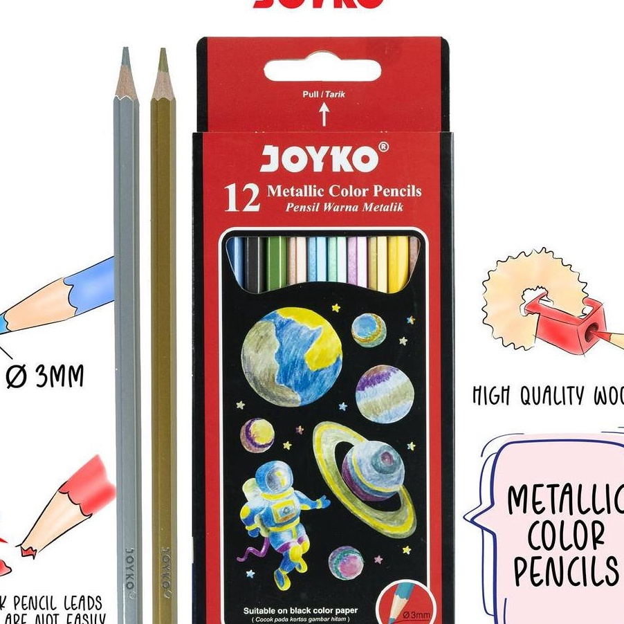

KF7 Pensil Warna Metalik Metallic Color Pencils Joyko CP123M 12 Warna