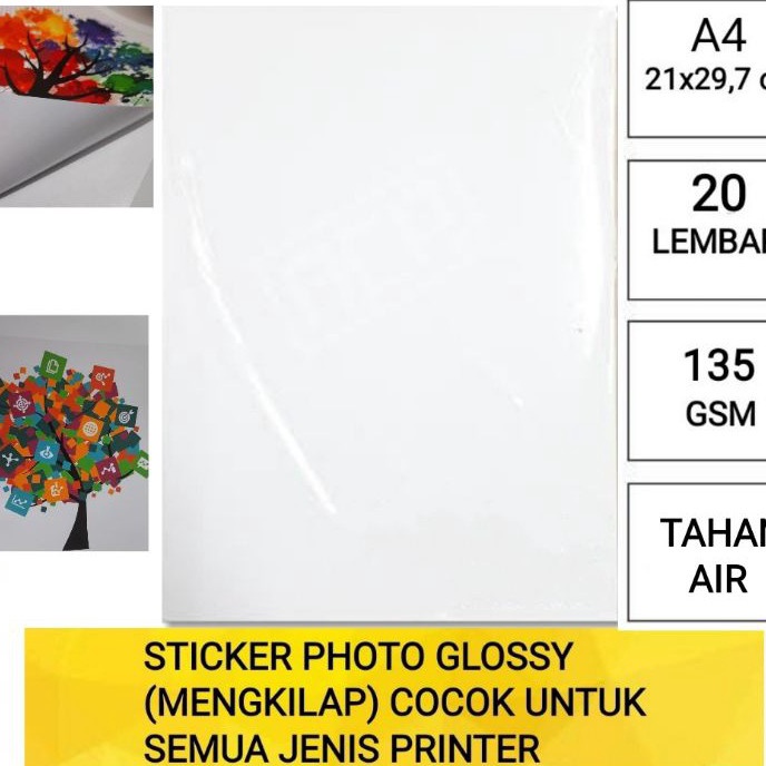 

Wah INKJET STICKER glossy mengkilap A4 isi 2 lembarkes stiker foto mengkilap