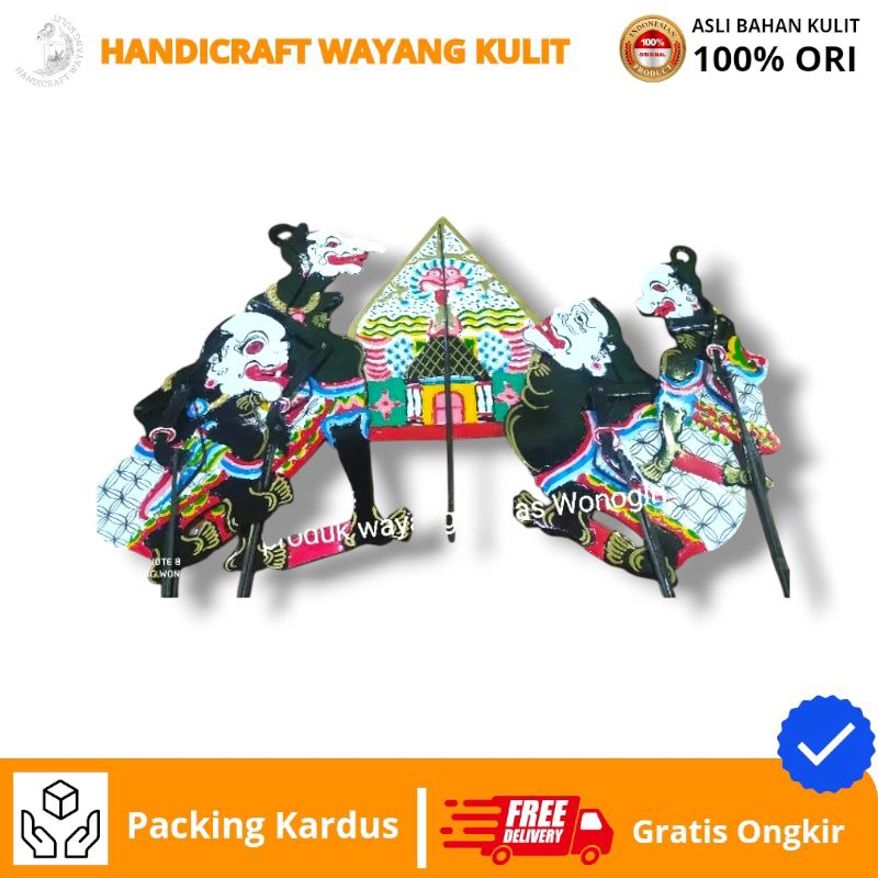 HANDICRAFT WAYANG KULIT | Wayang kulit kertas mainan anak PUNOKAWAN +gunungan paket 5 ukuran -+45cm 