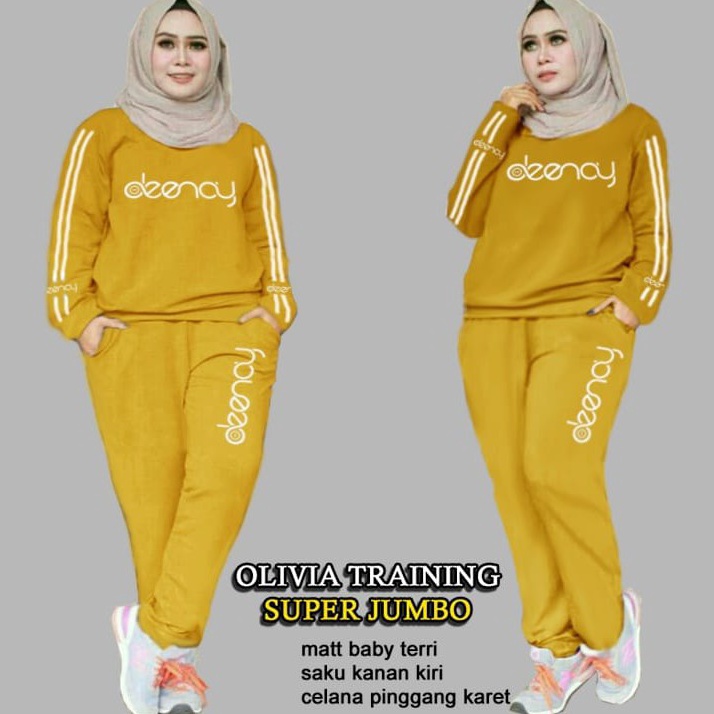 Pasti Ready SS OLIVIA TRAINING 612465266911273154 Baju Setelan Training Jumbo WanitaPakaian Baju Set