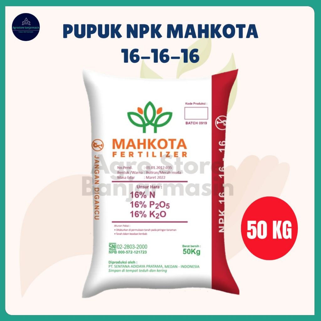 Pupuk NPK 16 16 16 Mahkota kemasan 50Kg