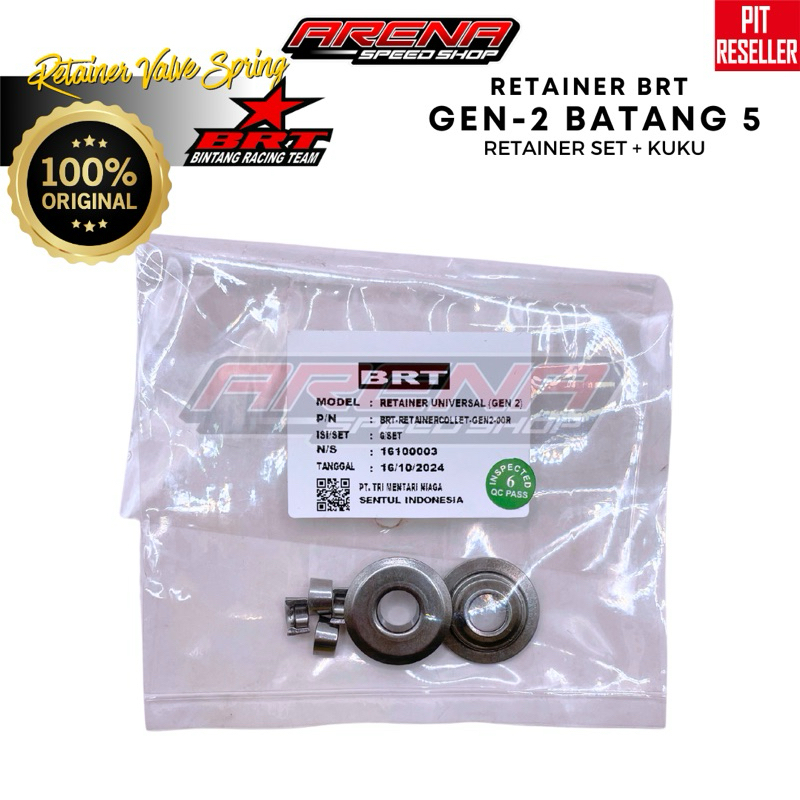 BRT Set Retainer Klep + Kuku Klep Gen 2 Batang 5mm Universal Mio Beat Vario Original