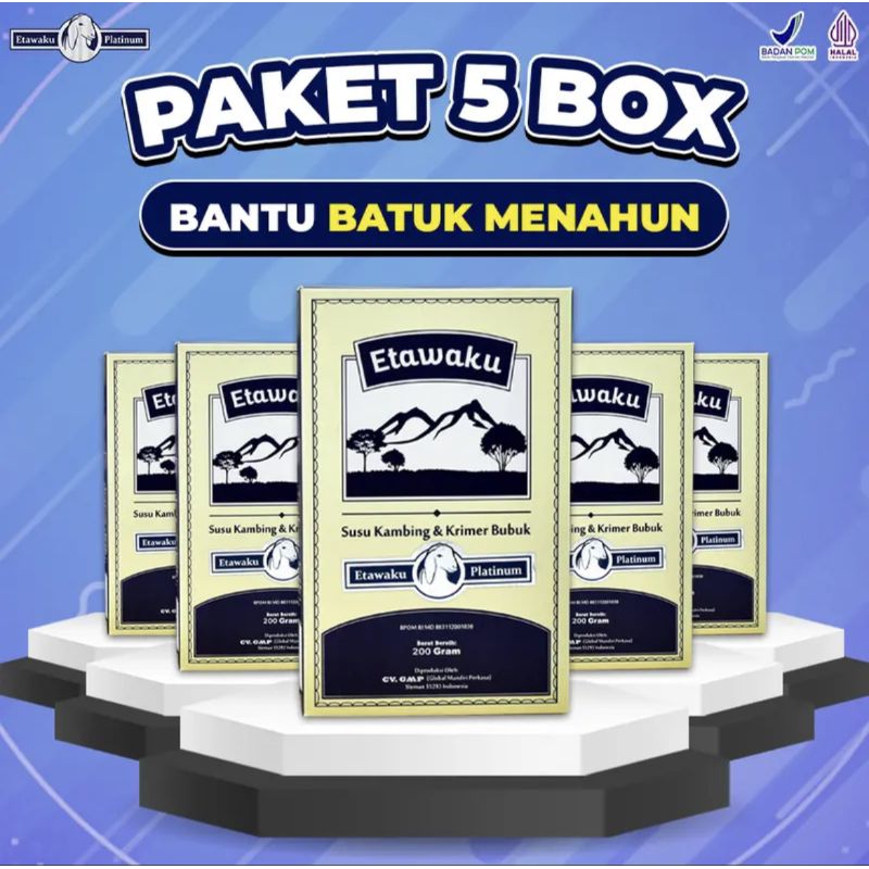 

ETAWAKU PLATINUM PAKET 5 BOX SUSU KESEHATAN TULANG DAN PERNAPASAN