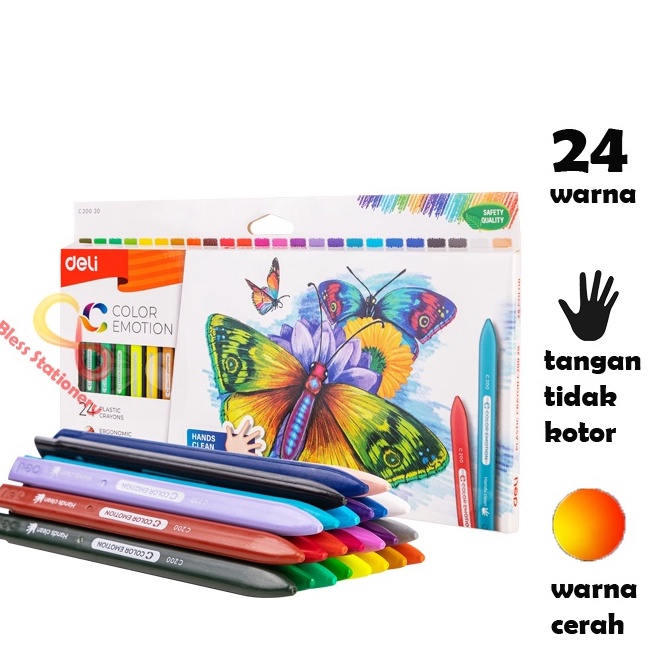 

KODE V62C Deli krayon plastik 24 warna anak sekolah plastic crayon EC22