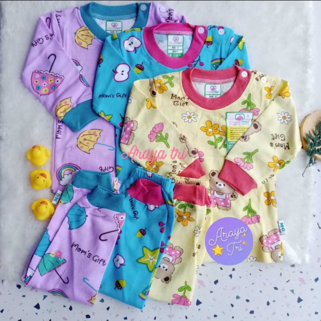 Stelan Moms Gift Motif Sweet Baby - (3 PCS) Stelan PP Lengan Panjang Celana Panjang SNI- Mom's Gift/