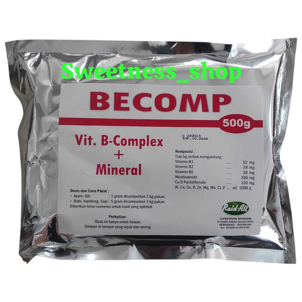 BECOMP SERBUK 500gr B COMPLEKS b komplek raidall - BECOMP BECOM BCOMP RAID-ALL VITAMIN B COMPLEX KOM