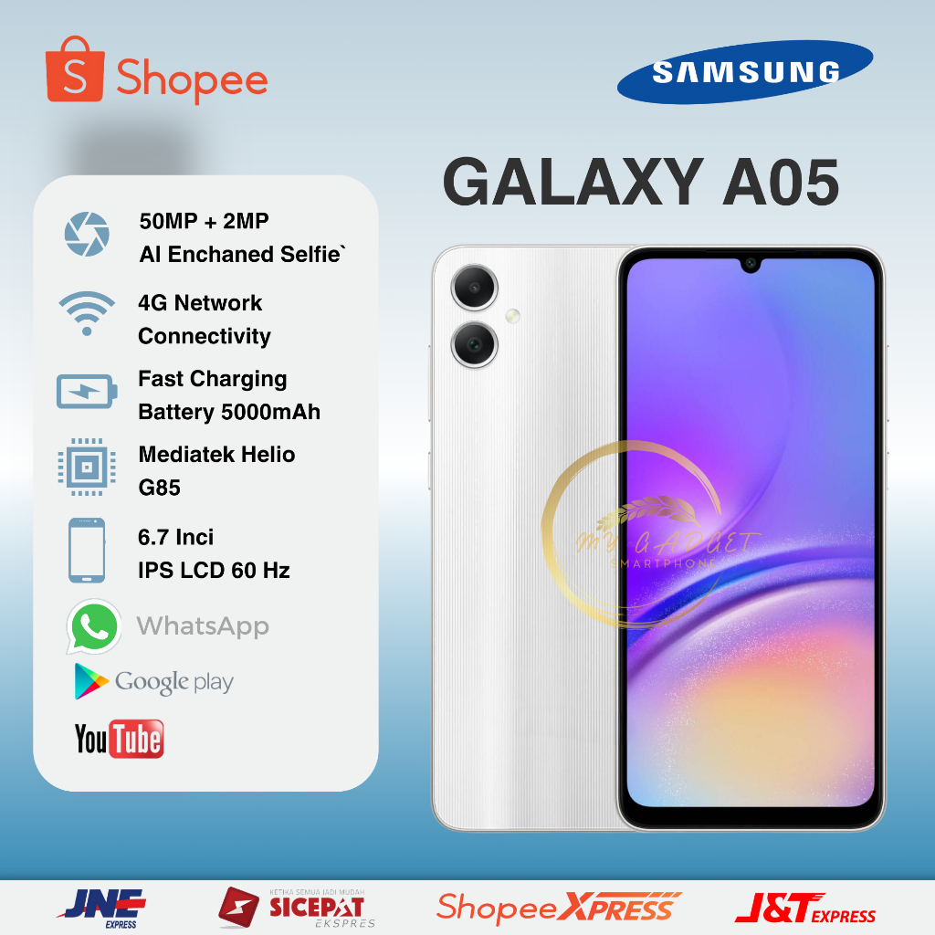 SAMSUNG GALAXY A05 RAM 6 INTERNAL 128GB 4G LTE GARANSI 12 TAHUN - PUTIH