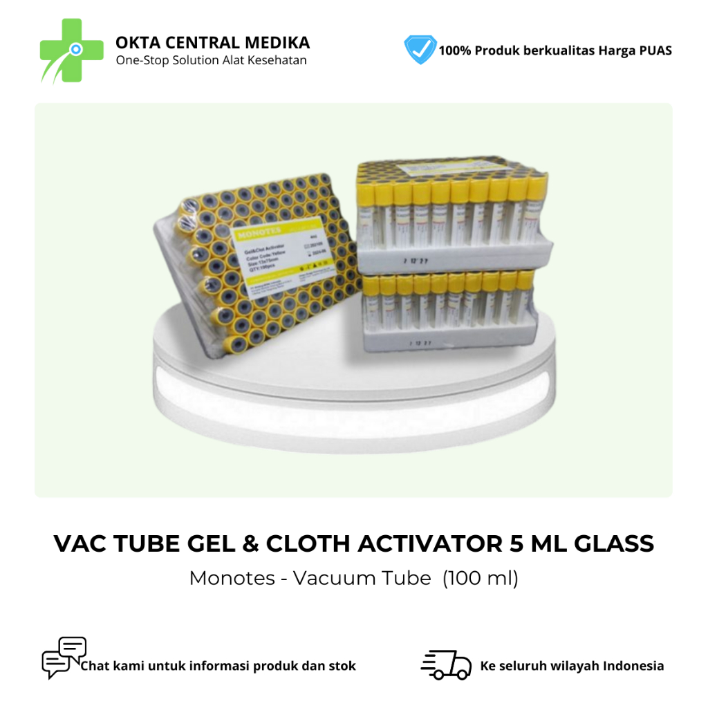 Monotes Vacuum Tube Gel Clot Activator 5 ML GLASS 100 Pcs per Box | Monotes Vacuum Tube