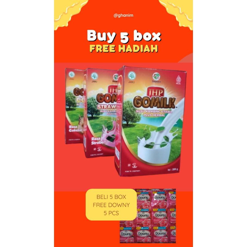 

Edisi paketan isi 5 box gomilk free 5 sachet downy