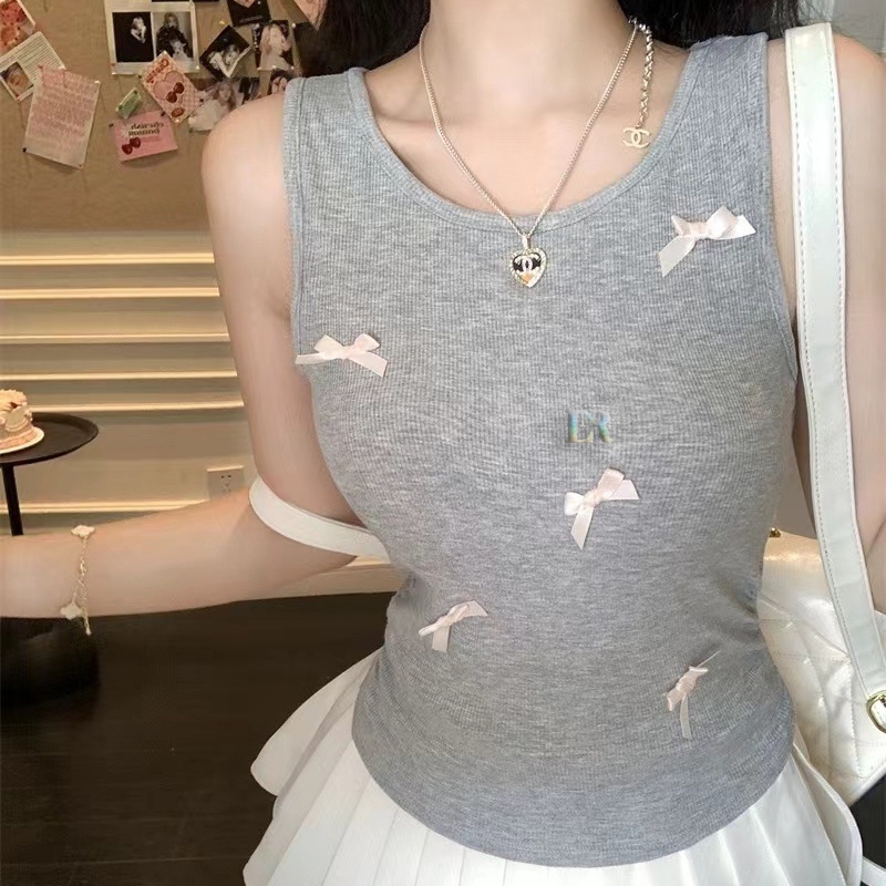 LNR Shop Atasan Tanktop dengan Pad/Cup Busa Pita Timbul Serut Samping Bahan Cotton Halus Lembut Kaos