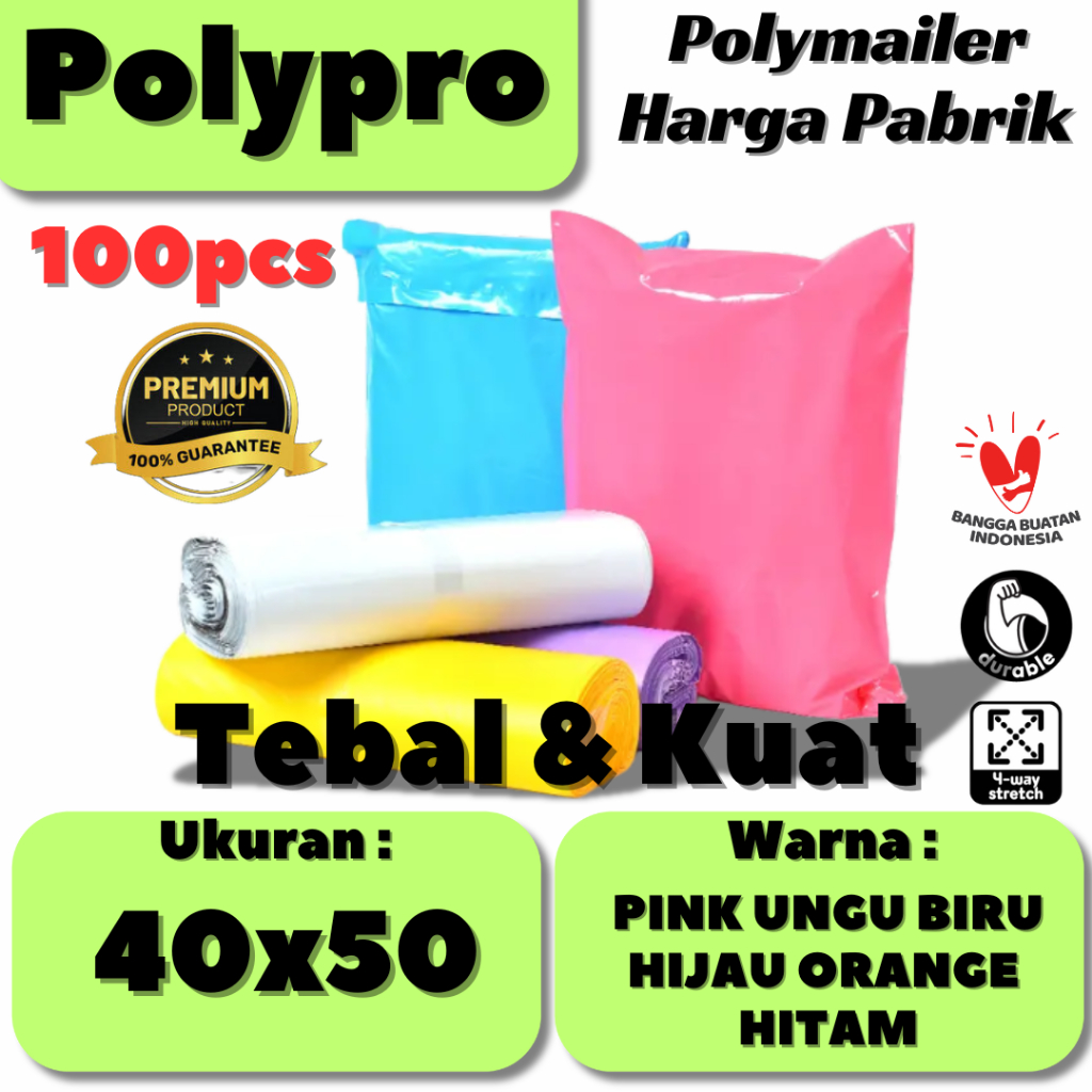 

Polymailer Premium 40x50 Warna Glossy / Plastik Packing Online / Tebal Kuat / 100Pcs