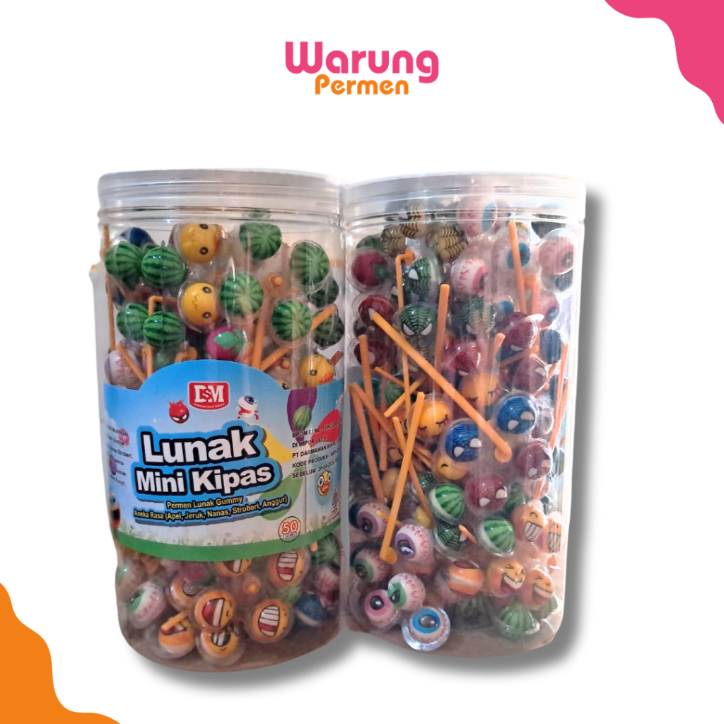 

Permen Lunak Gummy Aneka Rasa Buah 50 Pcs / DSM Lunak Mini Kipas Bola Viral