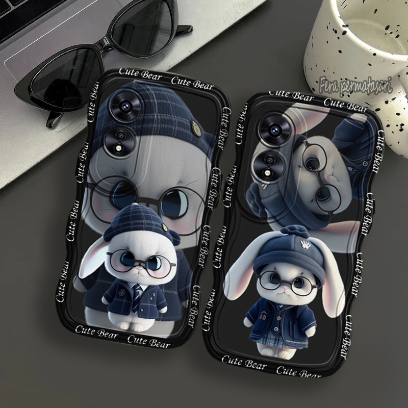 LC- 84 CASE GELOMBANG OPPO A60 TERBARU 2024 - CASING MOTIF BEAR  - SOFTCASE GELOMBANG ALLTYPE