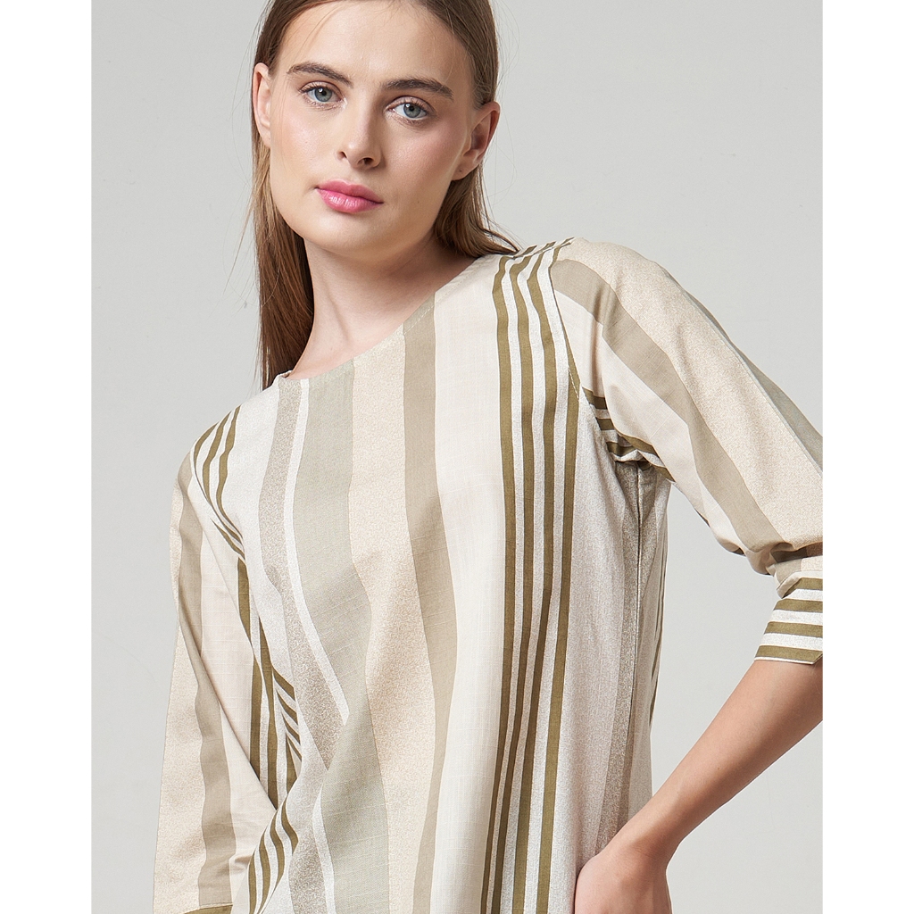 MCB - Blouse Wanita Salur Reguler Malia Stripe Sage | 5520074
