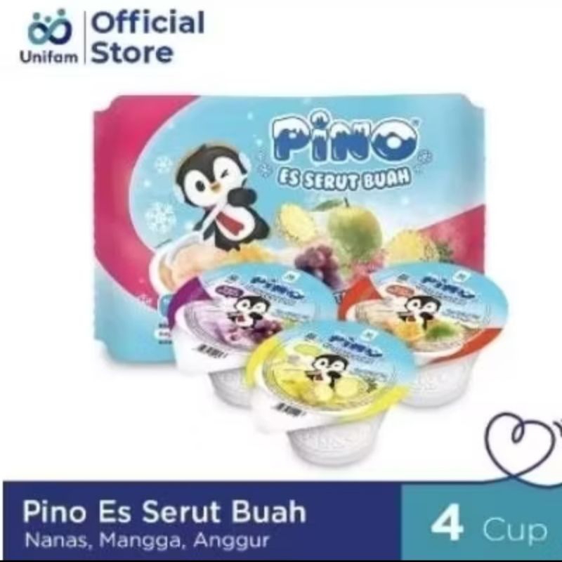 

PINO ES SERUT BUAH / PINO ICE CUP 1 BOX ISI 4 CUP RASA NANAS, MANGGA, ANGGUR