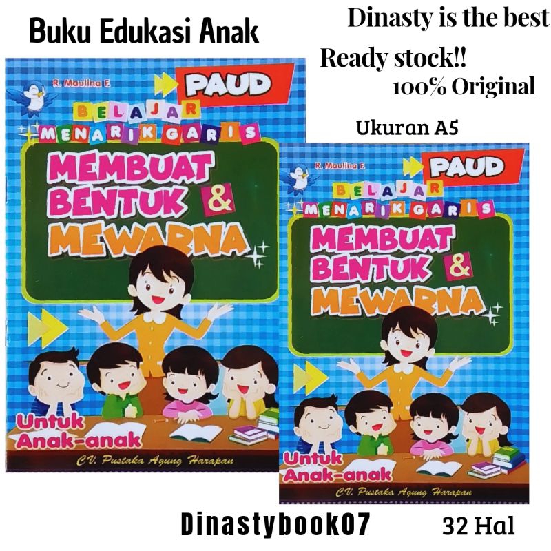 BUKU ANAK TK PAUD/BELAJAR MENARIK GARIS MEMBUAT BENTUK & MEWARNA/KERTAS HVS/PAH