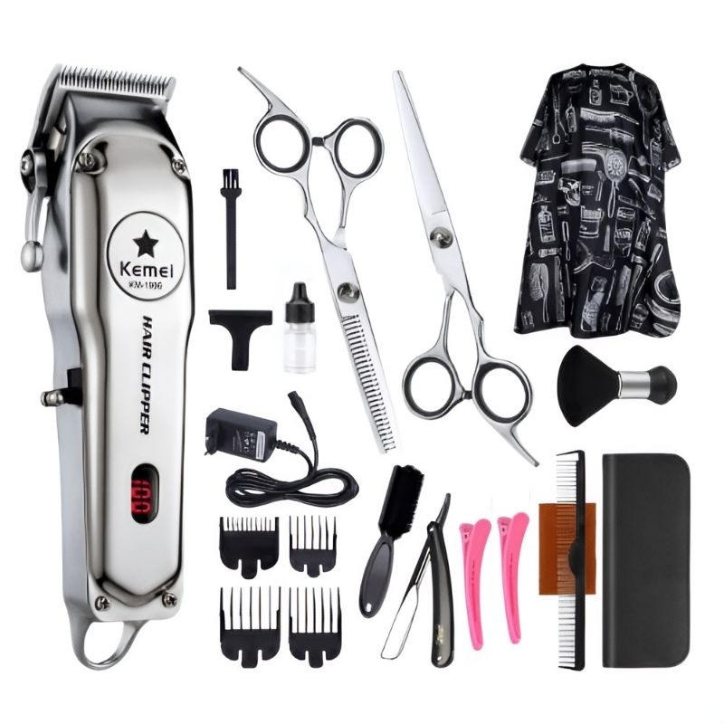 [COD] Paket Alat Cukur Gunting Potong Pangkas Sasak Rambut Stainless Professional Mesin Cukur Elektr