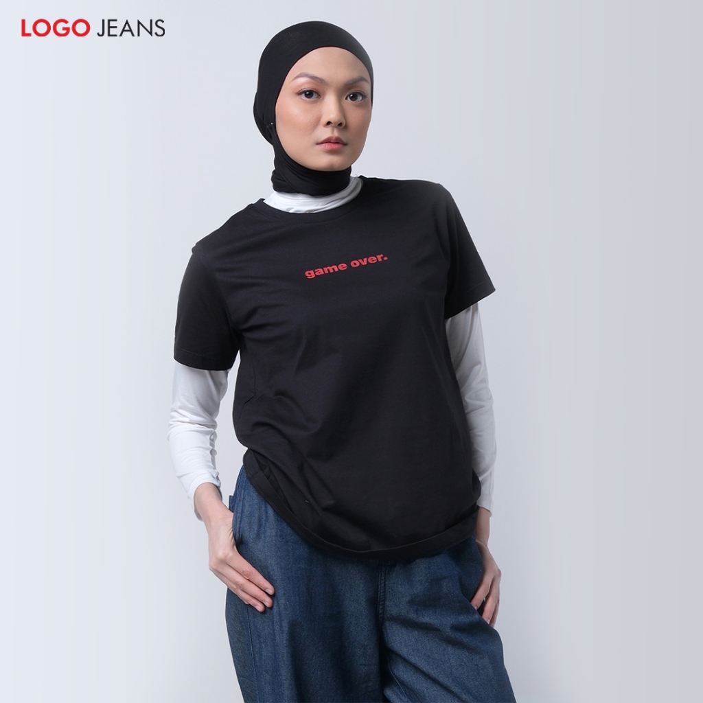 Logo Jeans - Kaos Wanita Queensha 12808L4BK
