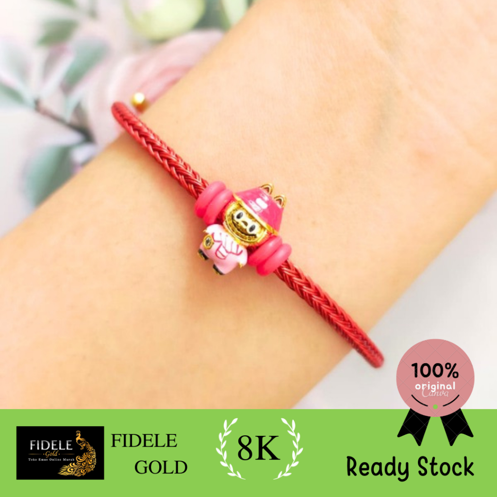 Gelang tali charm labubu emas 375 8karat ubsgold surabaya