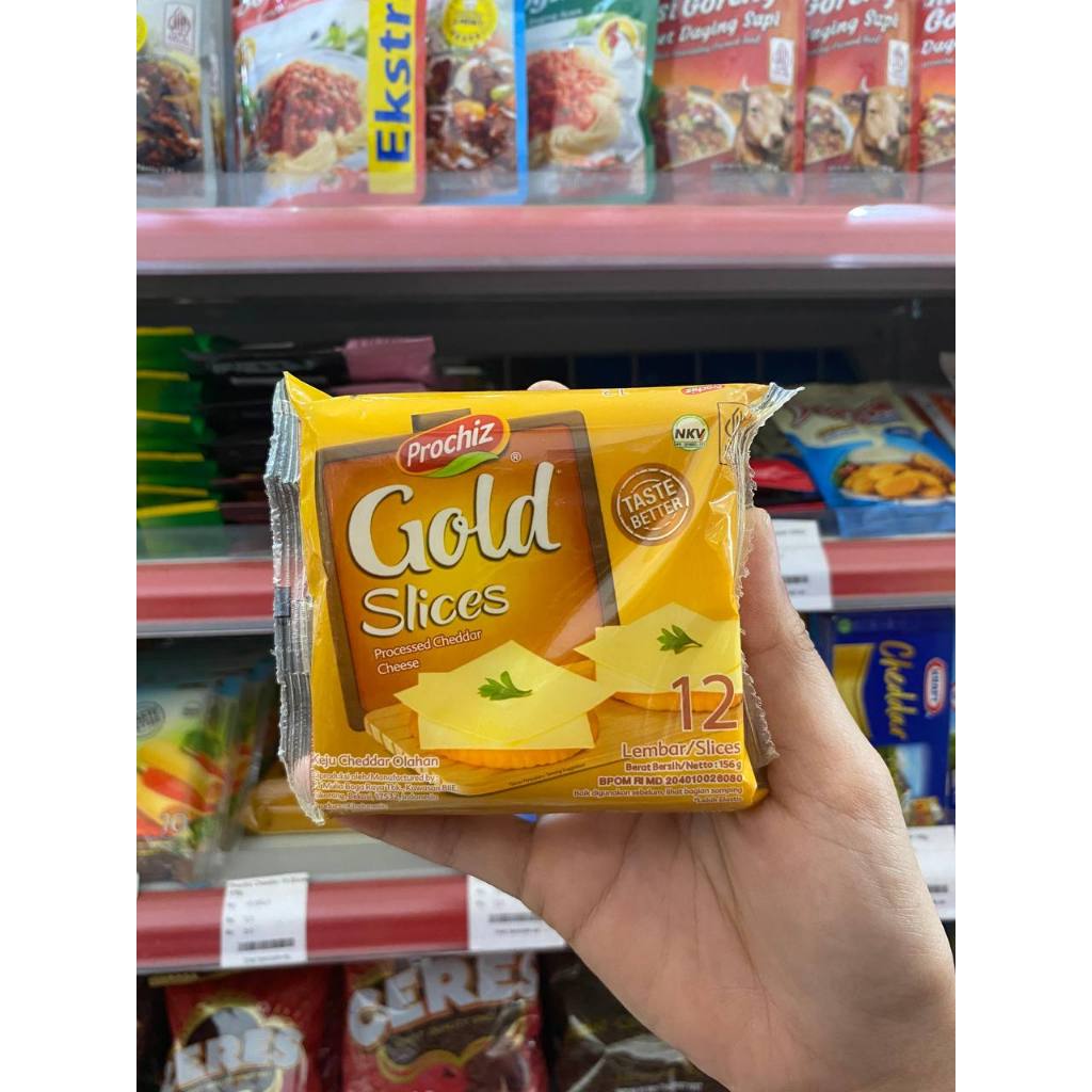 

Prochiz Gold Slices Keju Cheddar Olahan Isi 12 Lembar 156g