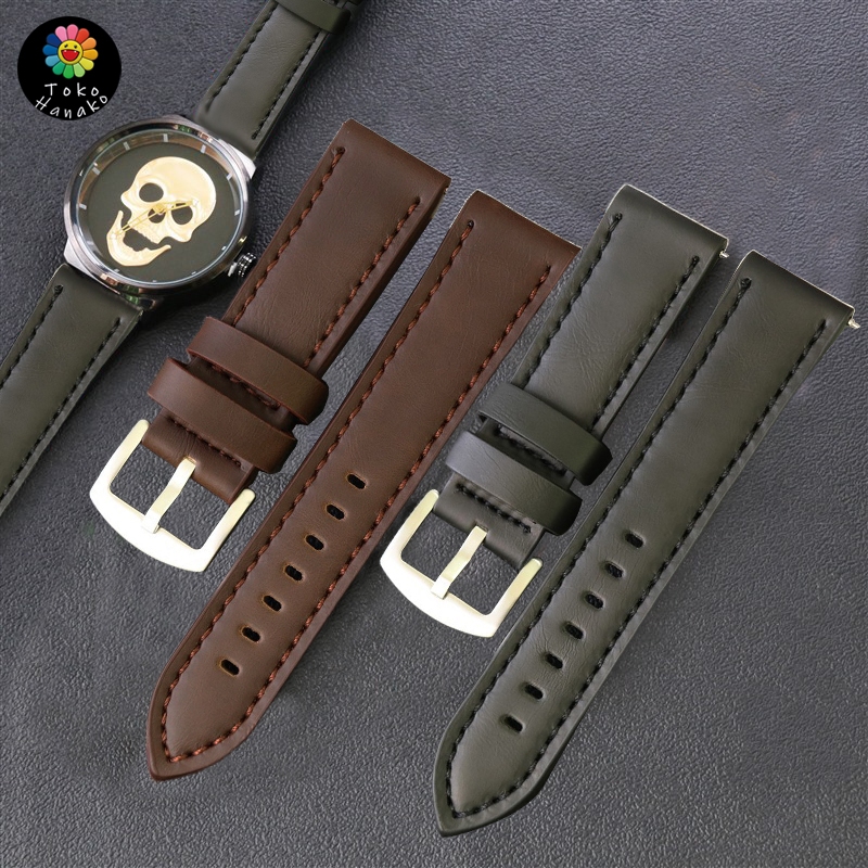 Tali Jam Watch Strap Tali Kulit Pria Buram Leather Strap 20mm/22mm Jam Tangan Kulit Tali Jam Tangan 