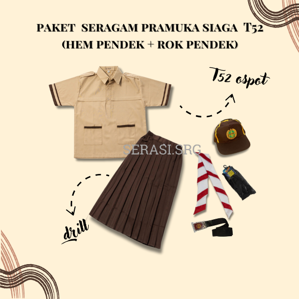 serasi seragam pramuka siaga perempuan lengan pendek|pramuka siaga coksu|paket pramuka siaga sd pndk