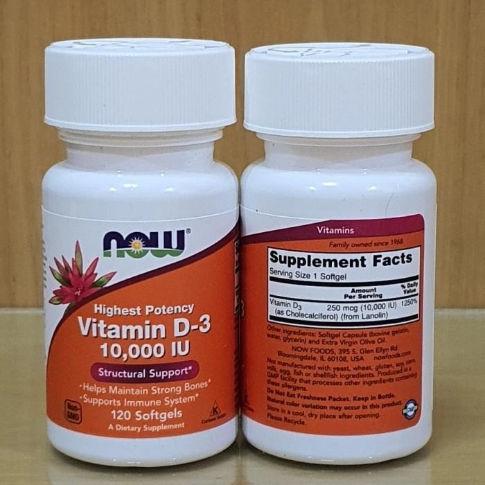 NOW FOODS VITAMIN D3 10000 IU HIGH POTENCY 120 SOFTGELS