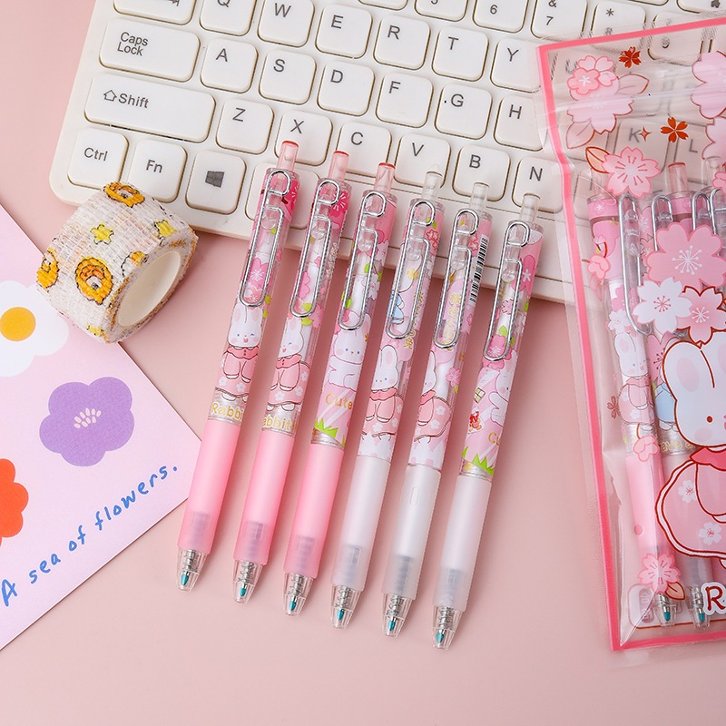 

Pulpen Mekanik Gel 0,5 mm Kartun Sanrio Ballpoint Pulpen cetet akrilik - 6pcs
