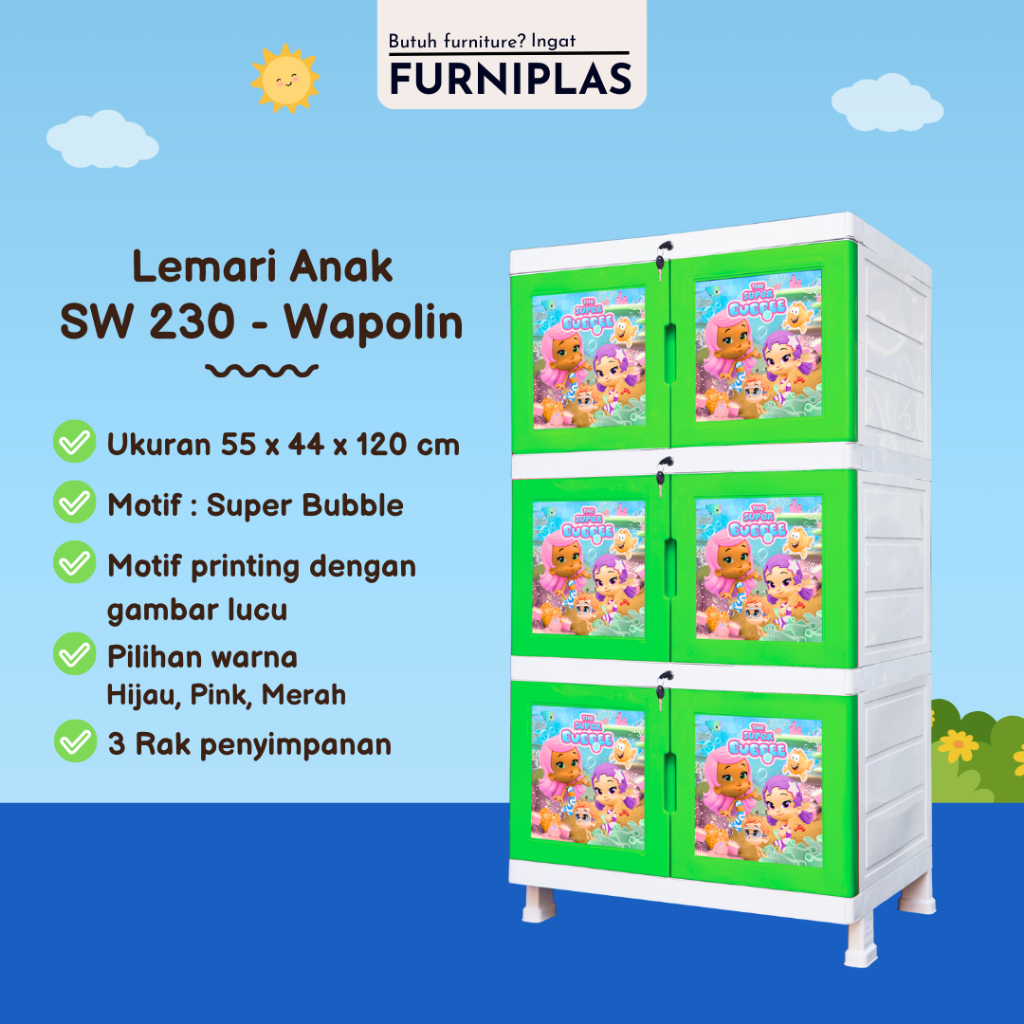 Wapolin Lemari plastik lemari susun plastik lemari anak Lemari Susun Plastik Wapolin - SW 230 Wapoli