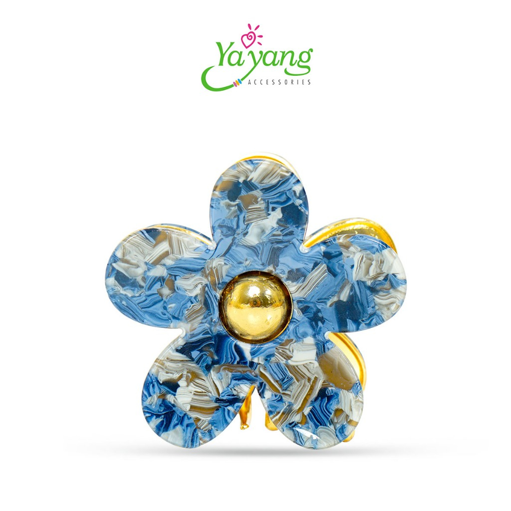 Yayang Jepit Rambut Wanita Bunga Kamboja Marble - Women's Marble Hair Clips Exclusive - NAJ6108