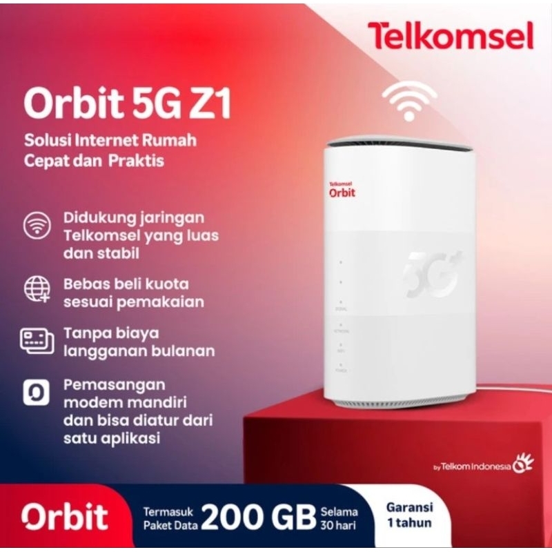 Telkomsel Orbit 5G Z1 Modem internet WiFi High Speed Gratis Kartu Perdana Kuota 200GB