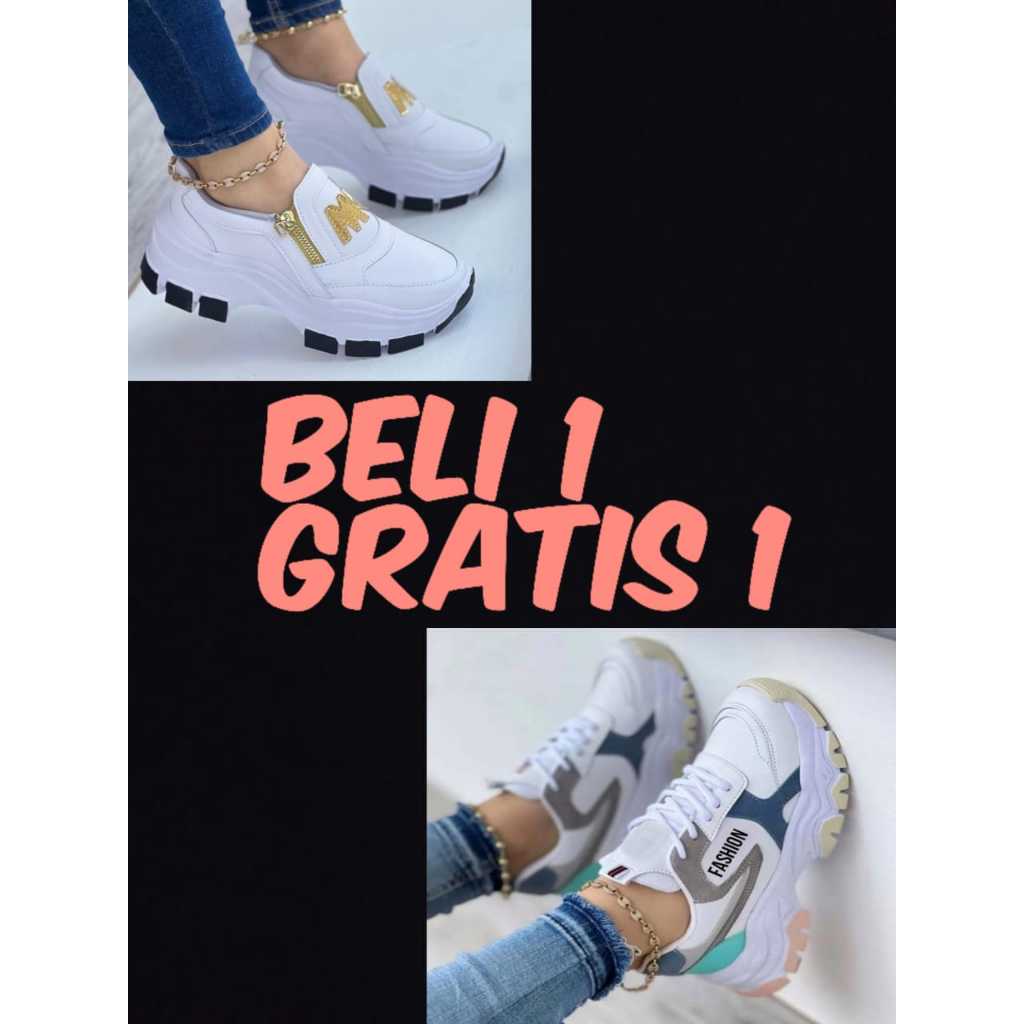 BELI 1 GRATIS 1 SEPATU WANITA KEKINIAN/SEPATU SANTAI/SEPATU CEWEK/CASUAL/JOGING