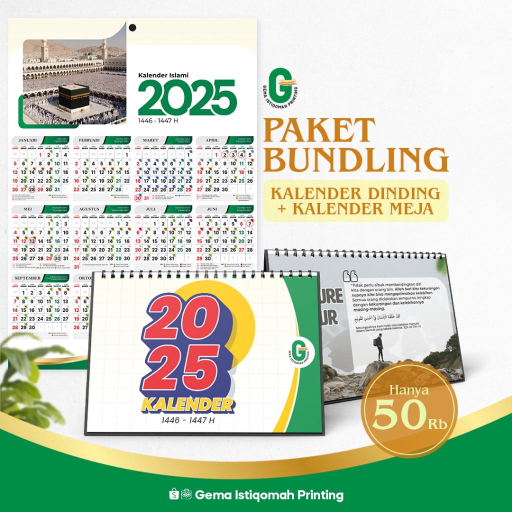 

Bundling Kalender Islami Dinding dan Meja | Tanda Puasa Wajib & Sunnah, Qoutes Hadits & Al-Qur'an,