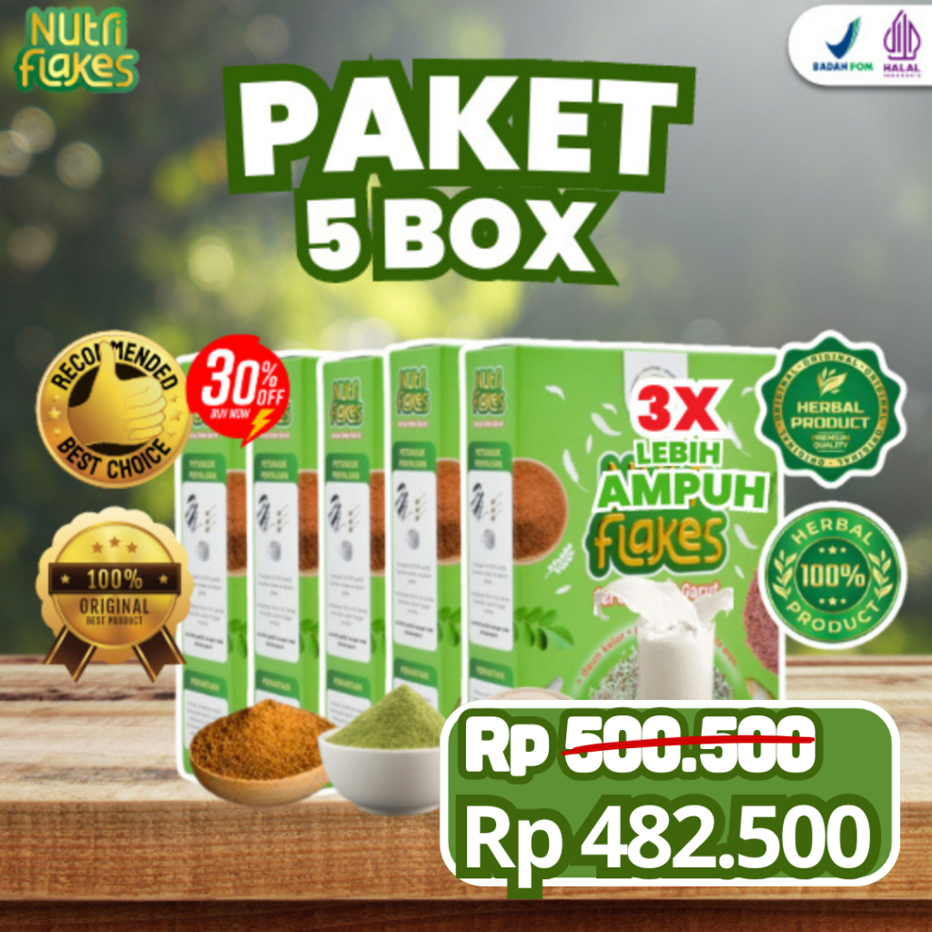 

PAKET 5 BOX NUTRIFLAKES - SEMBUHKAN ASAM LAMBUNG MAAG GERD ANXIETY