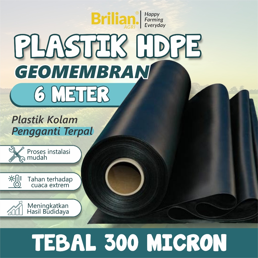 Geomembran HDPE Tebal 300 Micron Lebar 6 Meter