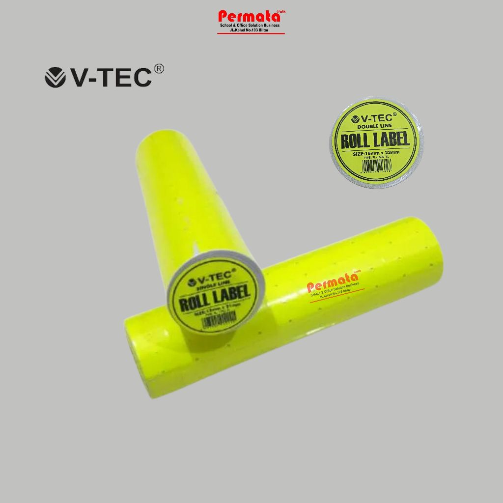 

Kertas Stiker Label Harga / Label Roll V-tec 2 Baris Ukuran 16x23mm Double Lane