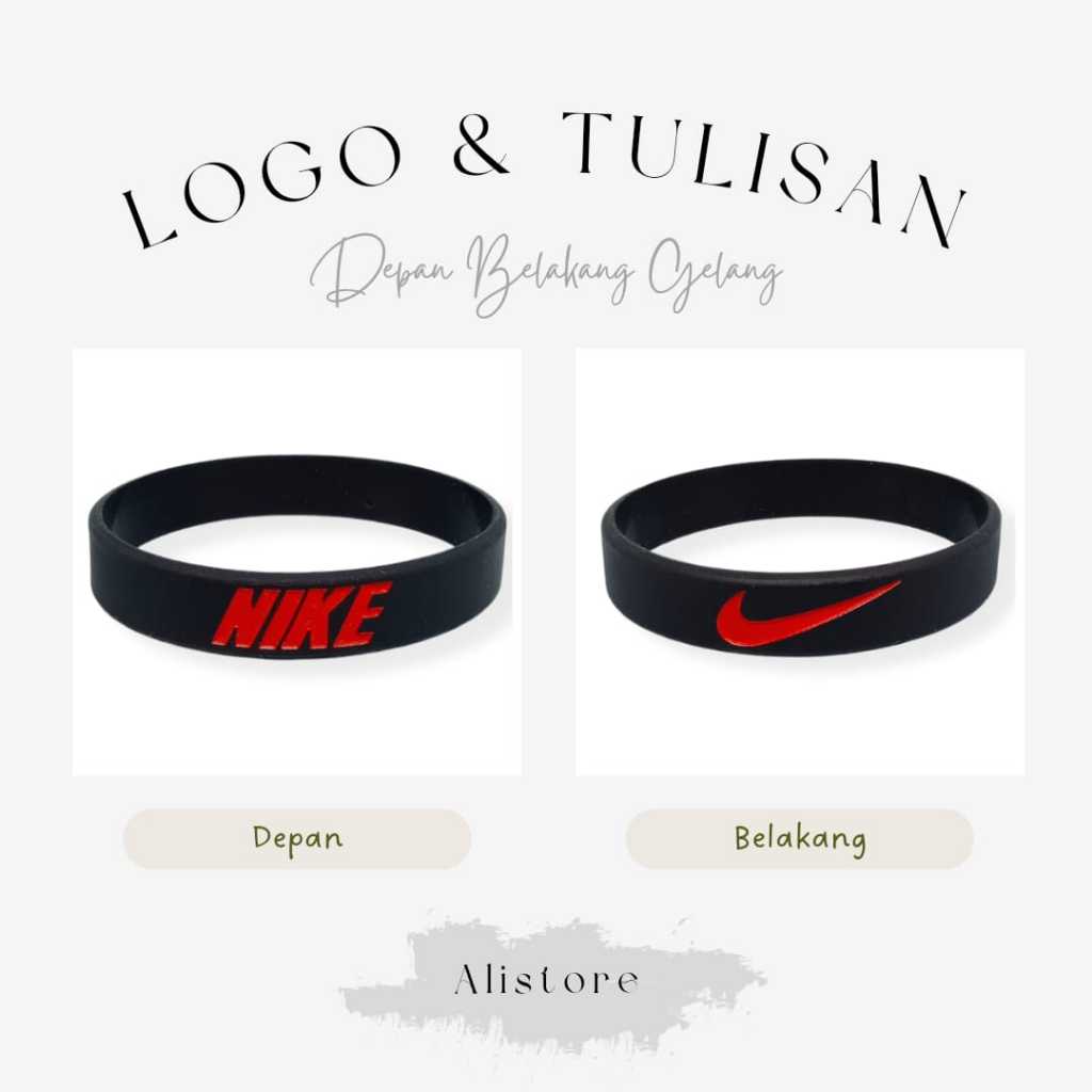 Gelang Karet Pria Hitam Distro Nike Ori Bracelet Rubber Kasual Sport Hype