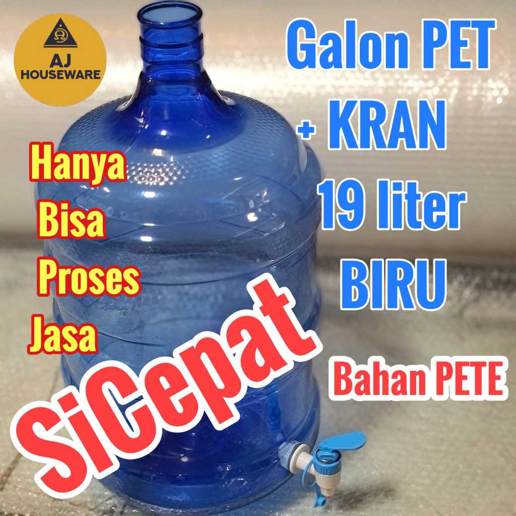 GALON PET KRAN  19 LITER WARNA TRANSPARAN / TEMPAT AIR MINUM ISI ULANG