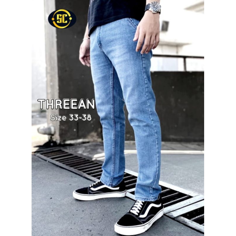 CELANA JEANS PRIA EXECUTIVE TREEAN THREEN SKINNY JEANS STRICH MODEL TERBARU SUPER TEBAL IMPORT PREMI