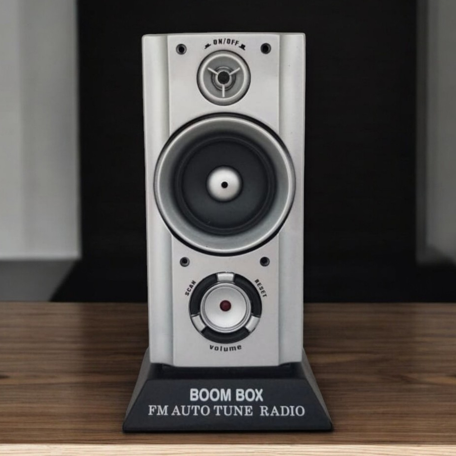 Radio Mini FM Auto Scan Bentuk Boombox Speaker Compo