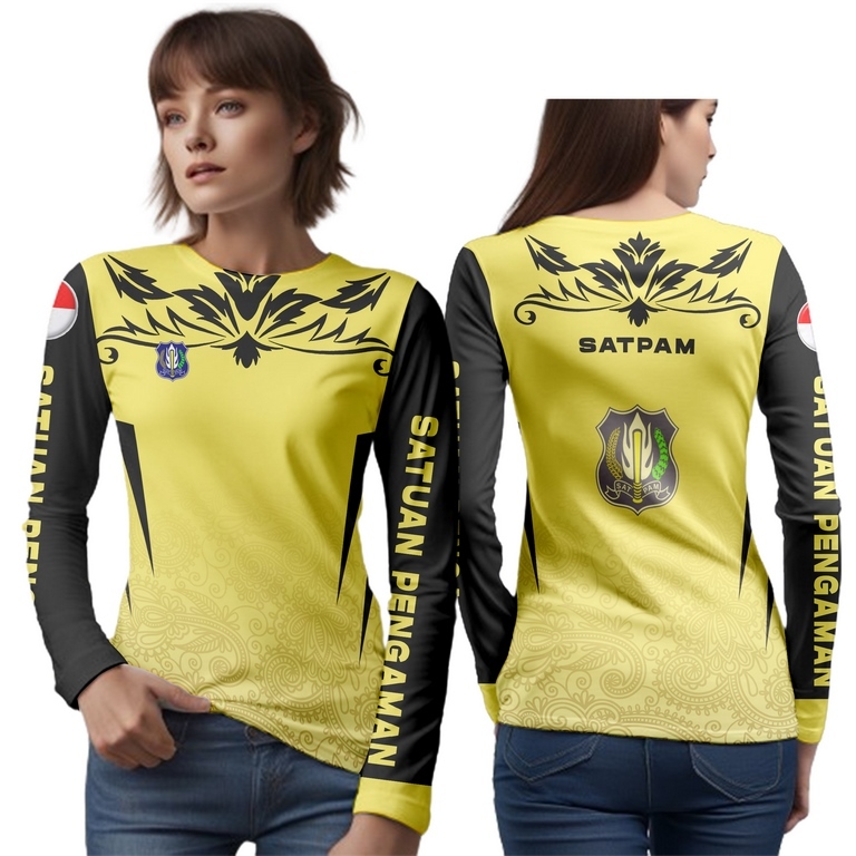 kaos wanita motif satpam - baju satpam warna kuning - jersey security wanita terbaru