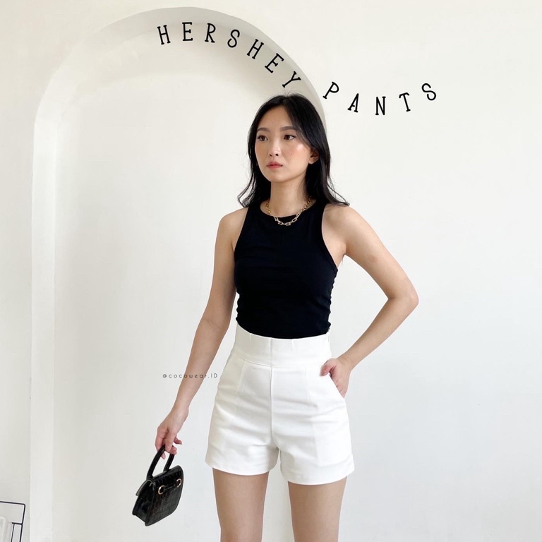 KODE A87X HERSHEY PANTS  CELANA PENDEK HIGHWAIST PREMIUM WANITA