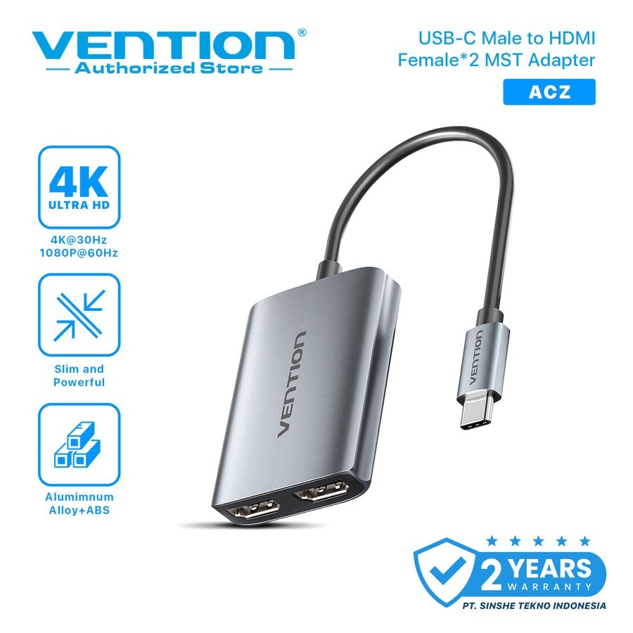VENTION Adaptor USB Type C Type-C to Dual HDMI MST Converter Adapter 4K@30Hz HD ACZ