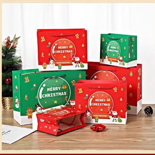 

Paperbag Natal / Handbag Merry Christmas Warna Merah dan Hijau