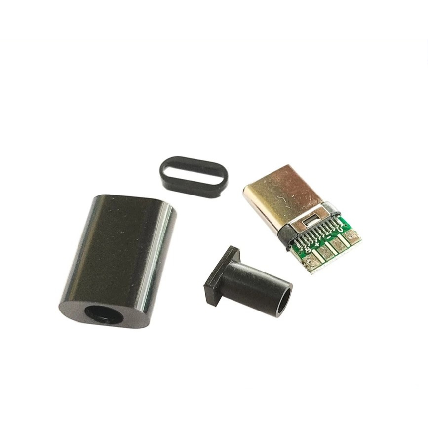 Kepala Konektor USB Type-C Male 4 pin Model Colok dengan Cover