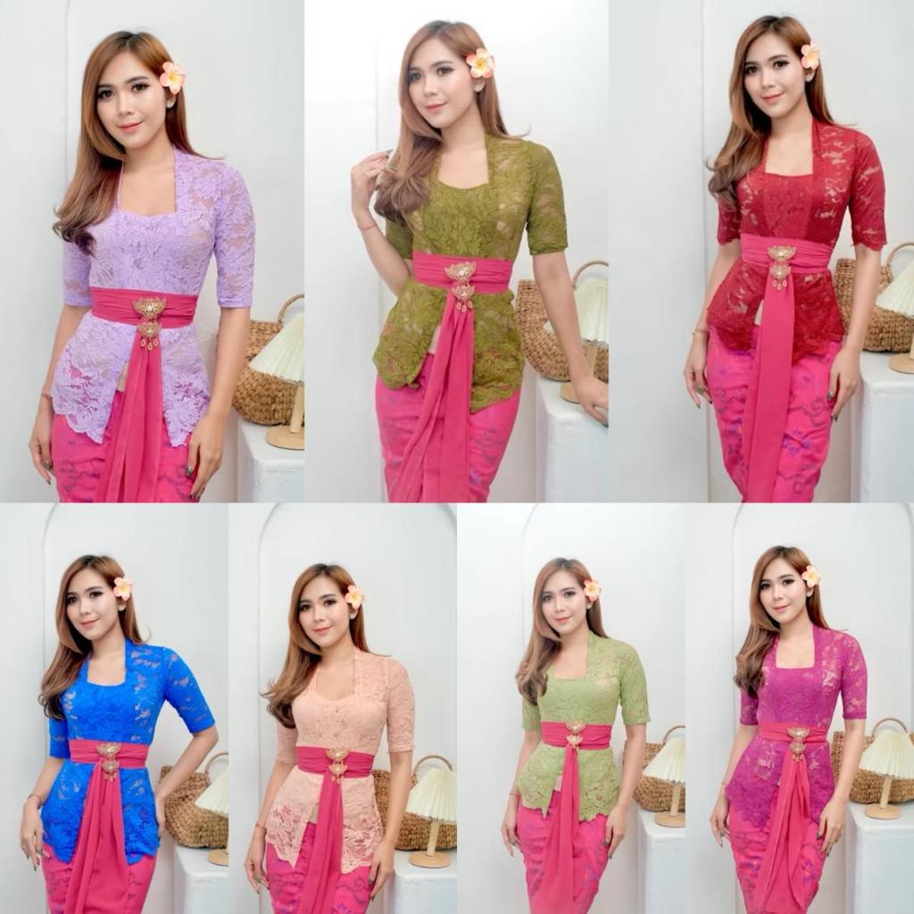 Baju Adat Kebaya Bali Bed Sofia Lengan 7/8 Tangan 3/4 Brokat Strait Halus Tidak Panas Set Kebaya Kon