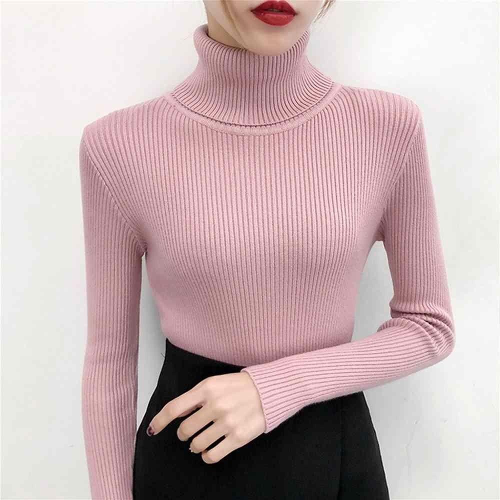 KAOS TURTLENECK LENGAN PANJANG WANITA / KAOS CEWEK BAHAN RAJUT/RIB / KAOS WANITA TRENDY LEHER TINNGI