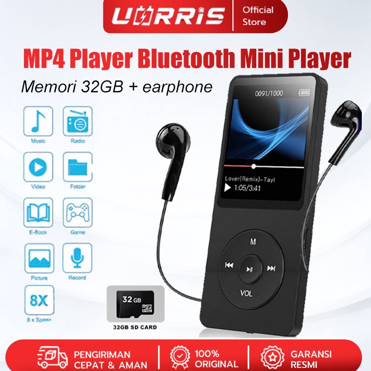 UORRIS MP4 Player Bluetooth MP3 Mini Player Bluetooth MP3 Bluetooth Speaker 32GB Card USBType C 18 I