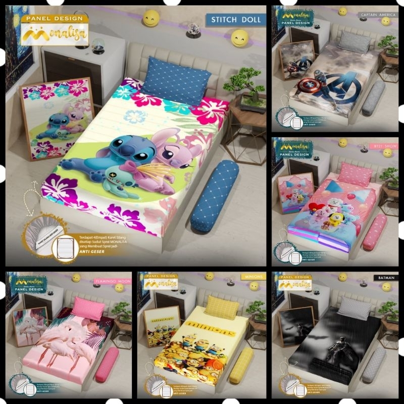 MONALISA - SPREI PANEL SET 120X200 MOTIF CAPTAIN AMERICA AMERIKA JAGOAN FLAMINGO FLAMINGGO PRINCESS